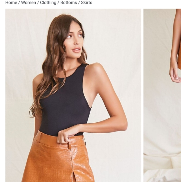 New with Tags Forever 21 Faux Crocodile Leather Skort Brown Size XS - Picture 2 of 6